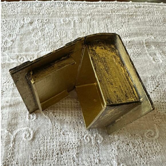 Vintage Gold Gilt Book-Shaped Trinket Box paper mache miniature ornate 4.5x3” - Picture 7 of 16